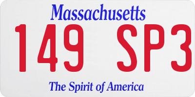 MA license plate 149SP3