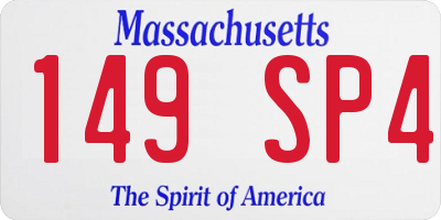 MA license plate 149SP4