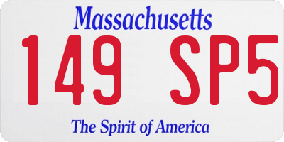 MA license plate 149SP5