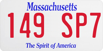 MA license plate 149SP7