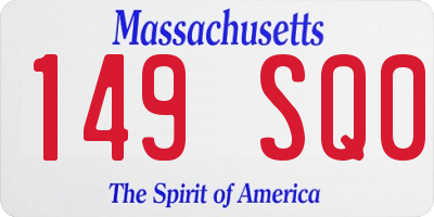 MA license plate 149SQ0