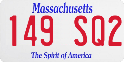 MA license plate 149SQ2