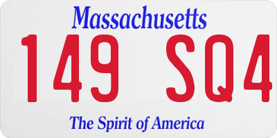 MA license plate 149SQ4