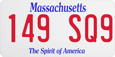 MA license plate 149SQ9