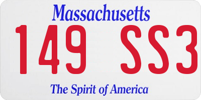 MA license plate 149SS3