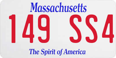 MA license plate 149SS4