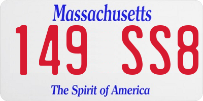 MA license plate 149SS8