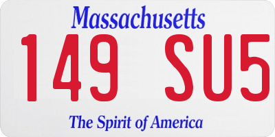 MA license plate 149SU5