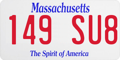 MA license plate 149SU8