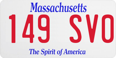 MA license plate 149SV0