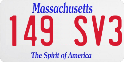 MA license plate 149SV3