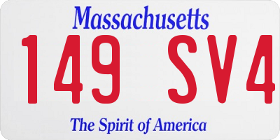 MA license plate 149SV4