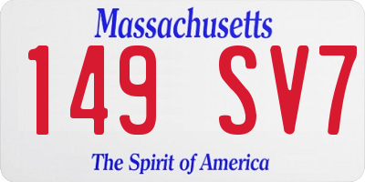 MA license plate 149SV7