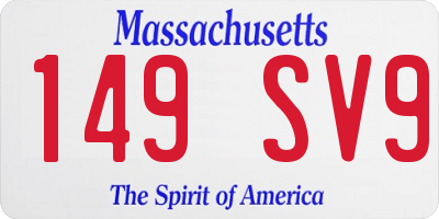 MA license plate 149SV9