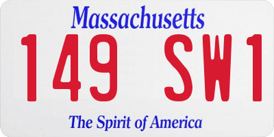 MA license plate 149SW1