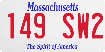 MA license plate 149SW2