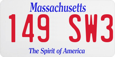 MA license plate 149SW3