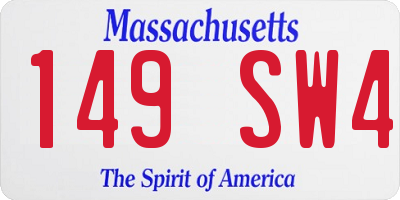MA license plate 149SW4