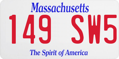 MA license plate 149SW5
