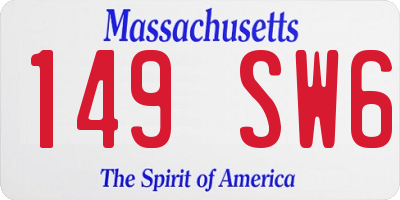 MA license plate 149SW6