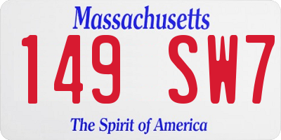 MA license plate 149SW7