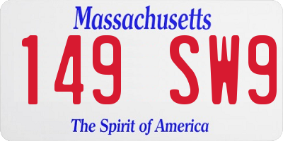 MA license plate 149SW9