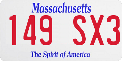 MA license plate 149SX3