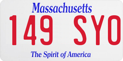 MA license plate 149SY0