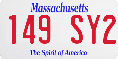 MA license plate 149SY2