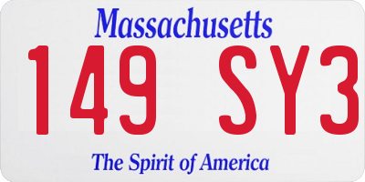 MA license plate 149SY3