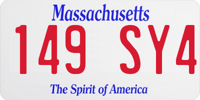 MA license plate 149SY4