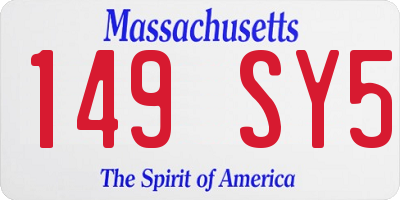 MA license plate 149SY5