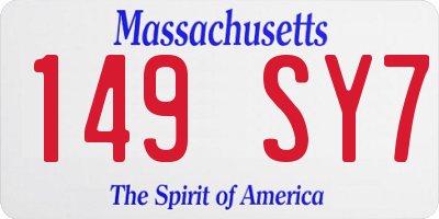 MA license plate 149SY7