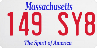 MA license plate 149SY8