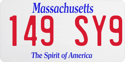 MA license plate 149SY9