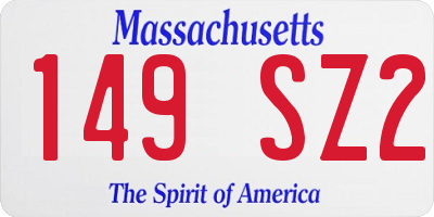 MA license plate 149SZ2