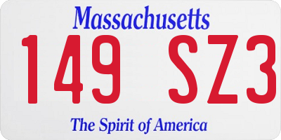 MA license plate 149SZ3