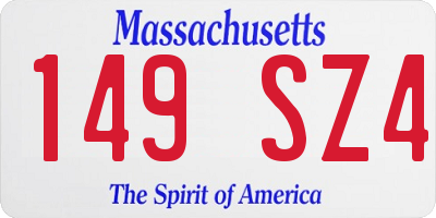 MA license plate 149SZ4