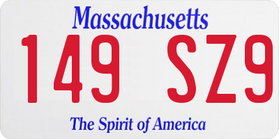 MA license plate 149SZ9