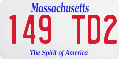 MA license plate 149TD2