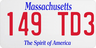 MA license plate 149TD3
