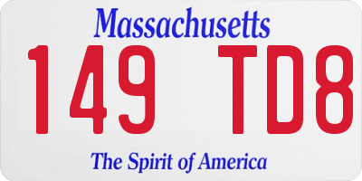 MA license plate 149TD8