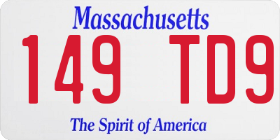 MA license plate 149TD9