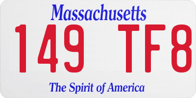 MA license plate 149TF8