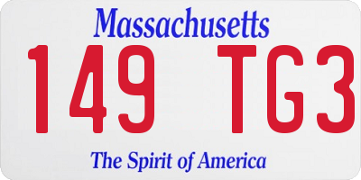MA license plate 149TG3