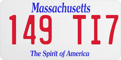 MA license plate 149TI7