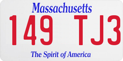 MA license plate 149TJ3