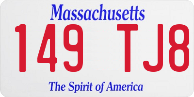MA license plate 149TJ8