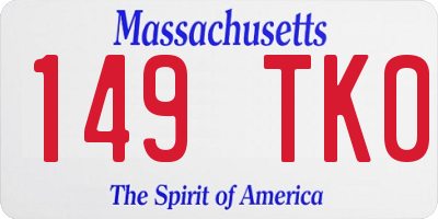 MA license plate 149TK0
