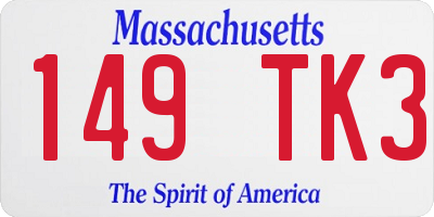 MA license plate 149TK3